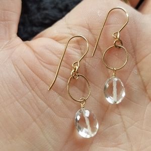 Clear topaz drop with gold fill earrings